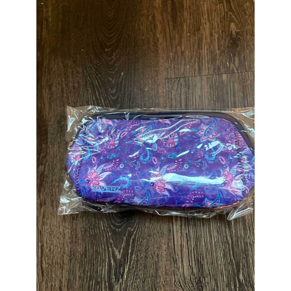Koverz Purple Paisley Neoprene Makeup Pouch Pencil Case Travel Bag NEW